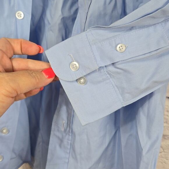 Van Heusen Boys Blue Point Collar Long Sleeve Dress Shirt Formal Wedding Fancy - Picture 4 of 7